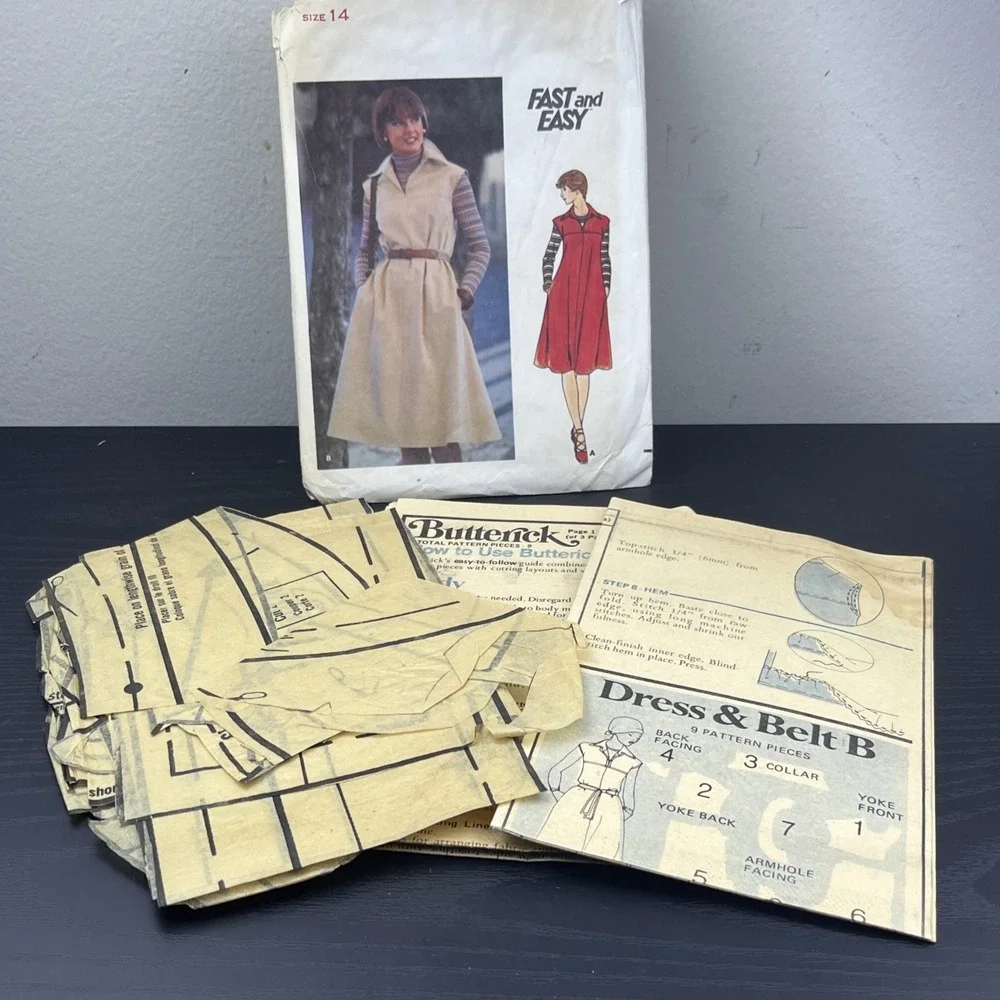 Vintage 1970s Butterick 4948 Dress Jumper‎ Sewing Pattern Size 14 Yoked Bodice